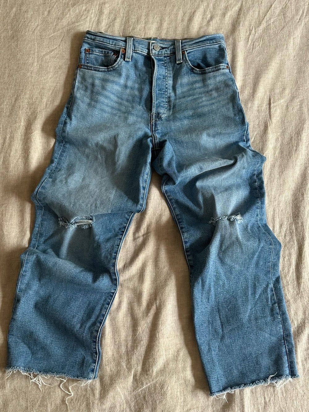 Levi’s Premium Ribcage Straight Ankle Jeans Size 27 High Rise Distressed